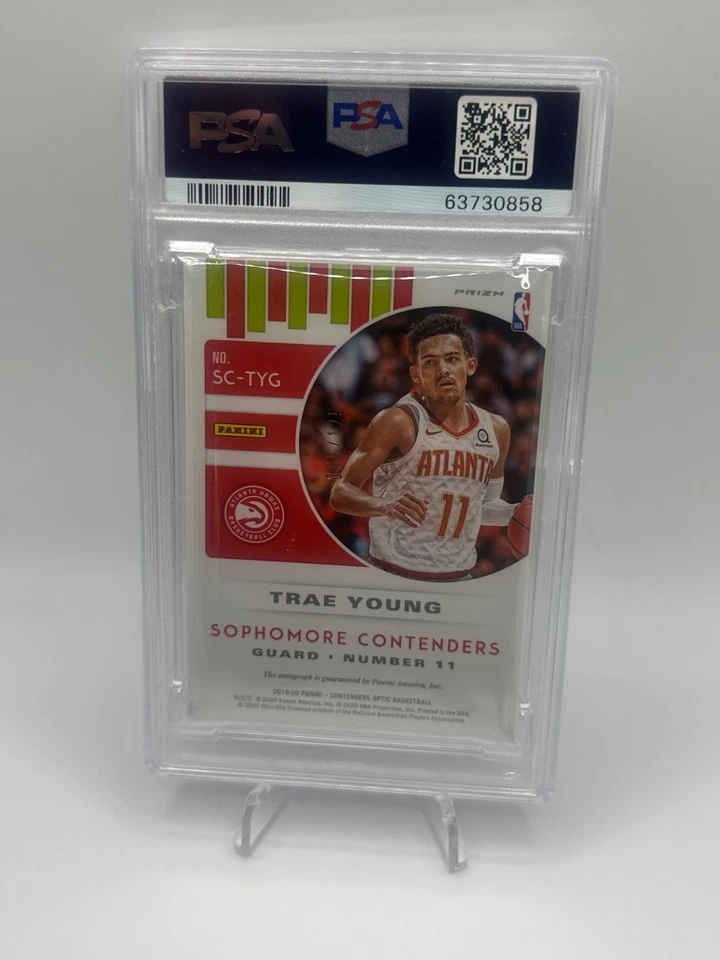 2019 Panini Optic Trae Young Sophmore Contenders Auto PSA 9 - Image 2 of 2