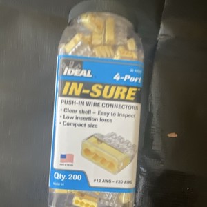 IDEAL 4-Port Push-In Wire Connectors 200 Pack Yellow Clear Plastic Shell