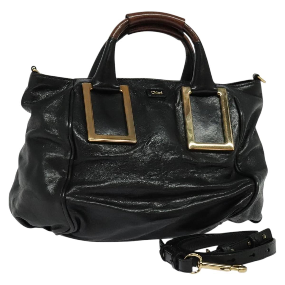 Chloe Ethel Tote Leather Black Leather Bag (Pre-Owned)