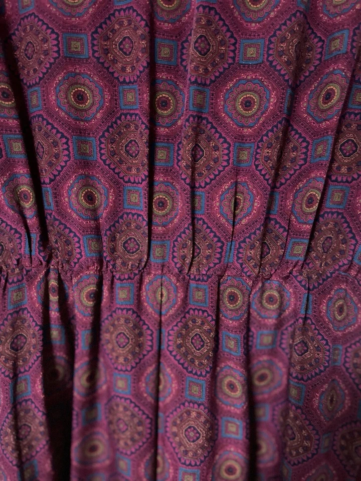 Vintage Liz Claiborne Silk sz 4 Midi 80s dress mulicolor shoulder pads pockets - Image 4 of 4