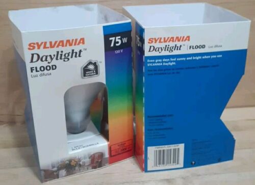 2CT: SYLVANIA 75WATT DAYLIGHT INDOOR FLOOD BR40/FL/DAY/1/6/RP LIGHT LAMP BULBS - Picture 2 of 3