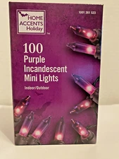 Home Accent Holiday 100 Count Purple Mini Light Set Black Wire Indoor/Outdoor