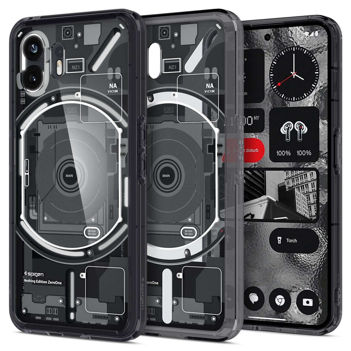 【極美品】NOTHING PHONE (2a) ブラック Spigenケース付き For Nothing Phone (2) Case | Spigen [ Ultra Hybrid ] Shockproof
