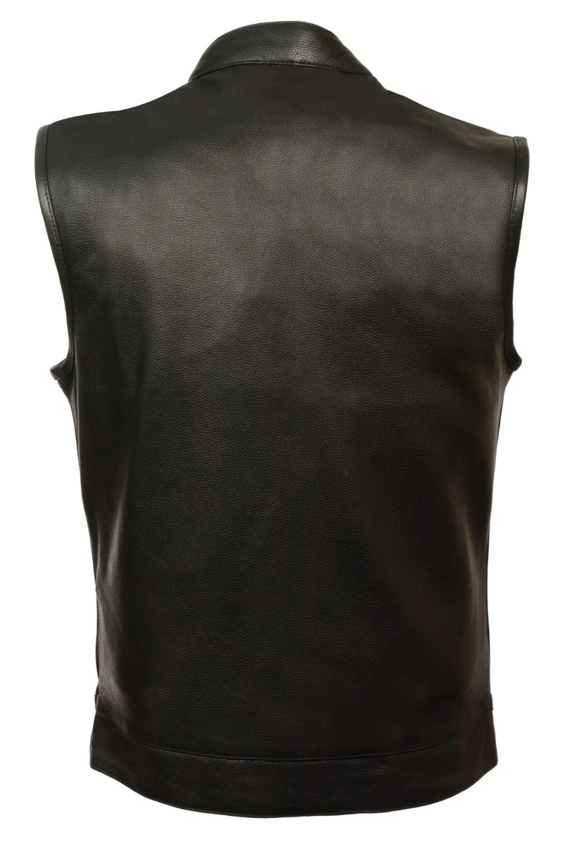 Thick leather top motorcycle vest