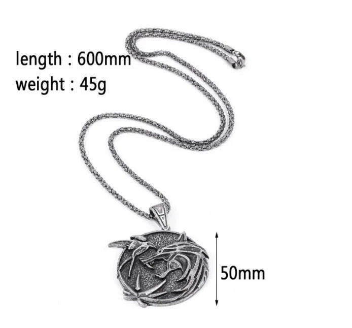 The Witcher Wolf Anhänger Amulett Talisman Halskette Cosplay Medaille Neu - Bild 2 von 4