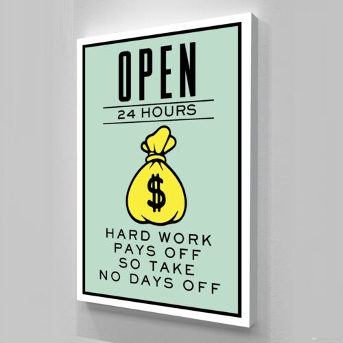 OPEN 24H Quote Success Mindset Monopoly Game Motivation POSTER/CANVAS ed2 - Afbeelding 1 van 6