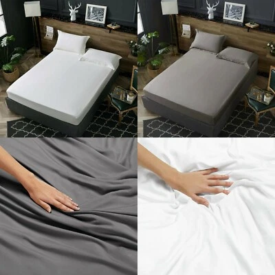 EXTRA DEEP 40CM FITTED SHEET EGYPTIAN COTTON 400TC 600TC DOUBLE SUPER KING SIZES