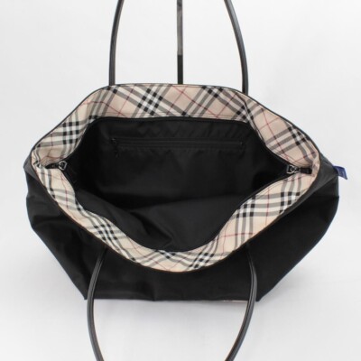 Burberrys BLUE LABEL Check Shoulder Tote Bag Nylon Leather color