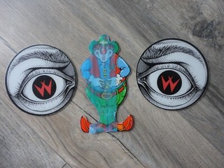 Cyclone Pinball Machine Plastic Speaker Cutouts & Promo Plastic Clown