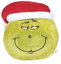 New  Dr. Seuss  s The Grinch Face Pillow Pillow 17  X 15  Plush Christmas Decor