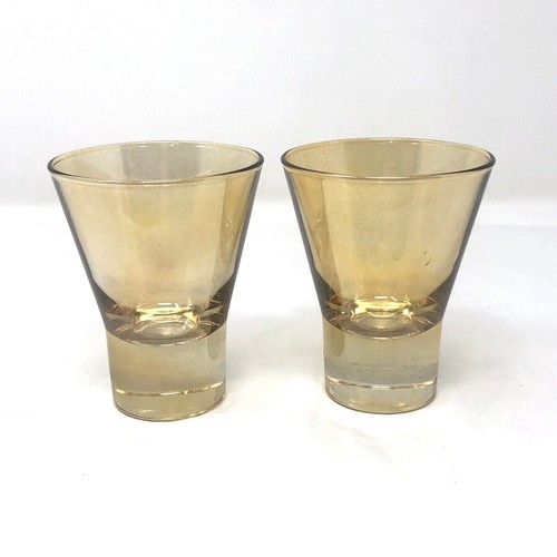 VTG Pair of MCM Amber Iridescent Shot Glasses Cordials - Picture 2 of 8