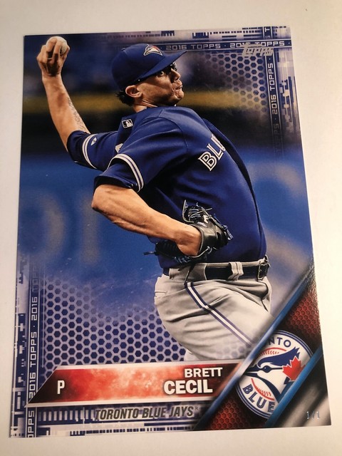 2016 Topps Jumbo 5 x 7 Sapphire Blue Parallel 1/1 1 von 1 Brett Cecil Blue Jays 363