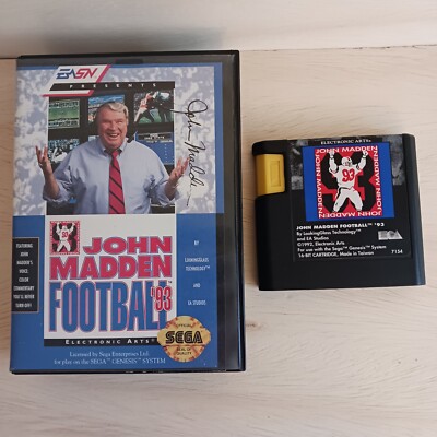John Madden Football '93 (Sega Genesis, 1993) Game & Case - Tested & Works