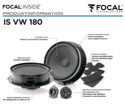 FOCAL IS-VW-180 18 cm 2-Wege Kompo Lautsprecher Set kompatibel mit VW Fahrzeugen - Bild 1 von 4