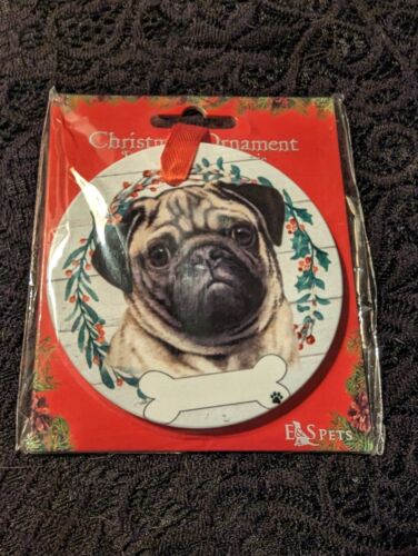 Pug Custom Christmas Ornament Ceramic E&S Pets Dog Ornaments New - Afbeelding 1 van 2