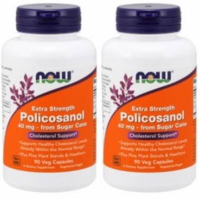 Lot of 2  NOW FOODS Policosanol, Extra Strength 40 mg - 90 Veg Cap