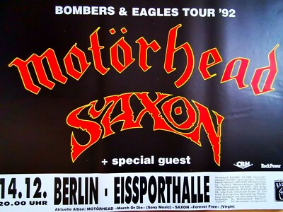 MOTÖRHEAD   SAXON  1992 BERLIN - Concert Poster - Konzert Plakat - A1 xx YY