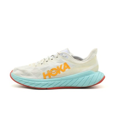 Hoka One Herren Carbon X 2 Sneaker Weiß Blau Orange Low-Top Laufschuh EU 46