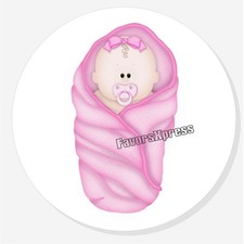 GIRL BABY SHOWER SCRAPBOOK ENVELOPE SEALS STICKERS LABELS FOR FAVORS PINK