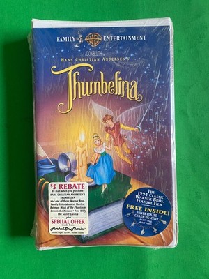 Sealed-Hans Christian Andersen's Thumbelina 1994 VHS Tape In Clam Shell+Bracelet