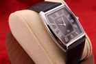 Vintage Men Seiko quartz Barrel-Tank Black Dial , Black leather Dress Watch