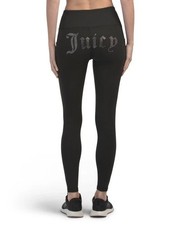 NWT 48 JUICY COUTURE Rhinestone Bling Logo Leggings Black Anthracite