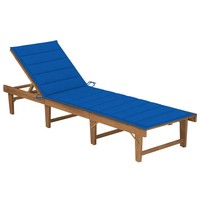 Klappbare Sonnenliege Mit Auflage Akazie Massivholz Garten Terrasse Balkon
