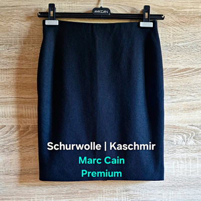 Marc Cain Premium Bleistiftrock kurz schwarz Wolle/Kaschmir gefüttert N1/XS