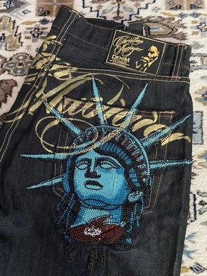 Women Y2K High Waist Wide Leg Jeans Statue of Liberty Graphic Vintage Denim