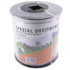 200m Weidezaunband Breitband 13mm breit 6x0,20 NiRo wei&szlig; Elektrozaun Pferdezaun