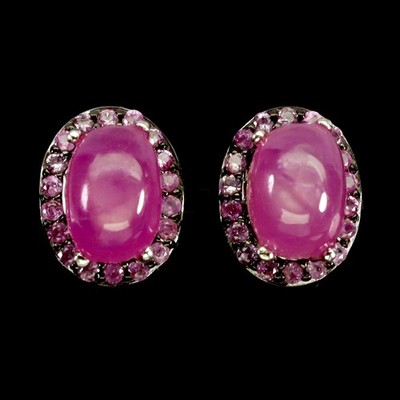 925 Sterling Silver Earrings Oval Ruby 7x5mm Sapphire Diamond Cut Gemstone
