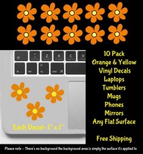 Daisy Hippie Flowers 12 PK 1" Orange  Yellow Vinyl Decals Any Flat Surface