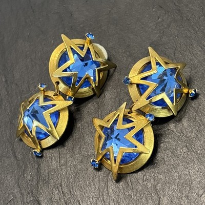 La Contessa Mary Demarco Vintage Statement Earrings Clip GoldPlate Crystal 8c