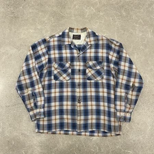 Vintage 50s 60s Acrallama Milliken Flap Pocket Plaid Shirt Sz M Wool Acrilan