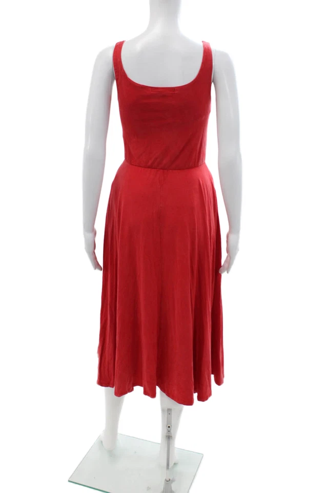 Vestido sin mangas Quince para mujer ajustado y acampanado rojo cuello cuadrado sin mangas algodón talla S Foto 3 de 4