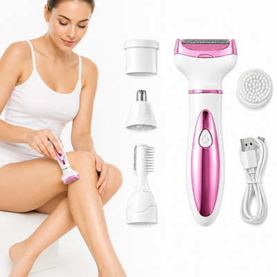4-in-1 Women's Electric Razor Rechargeable Hair Remover Face Body Bikini Trimmer