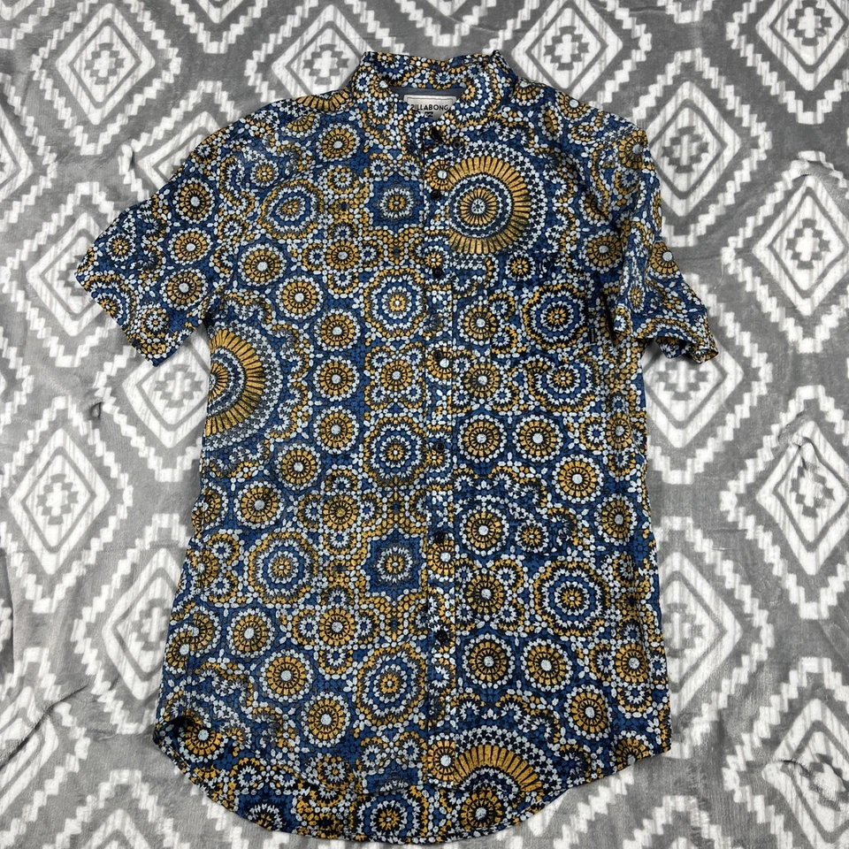 Billabong Shirt Mens M Button Up Shirt Geometric Psychedelic Multicolor Cotton - Image 2 of 4