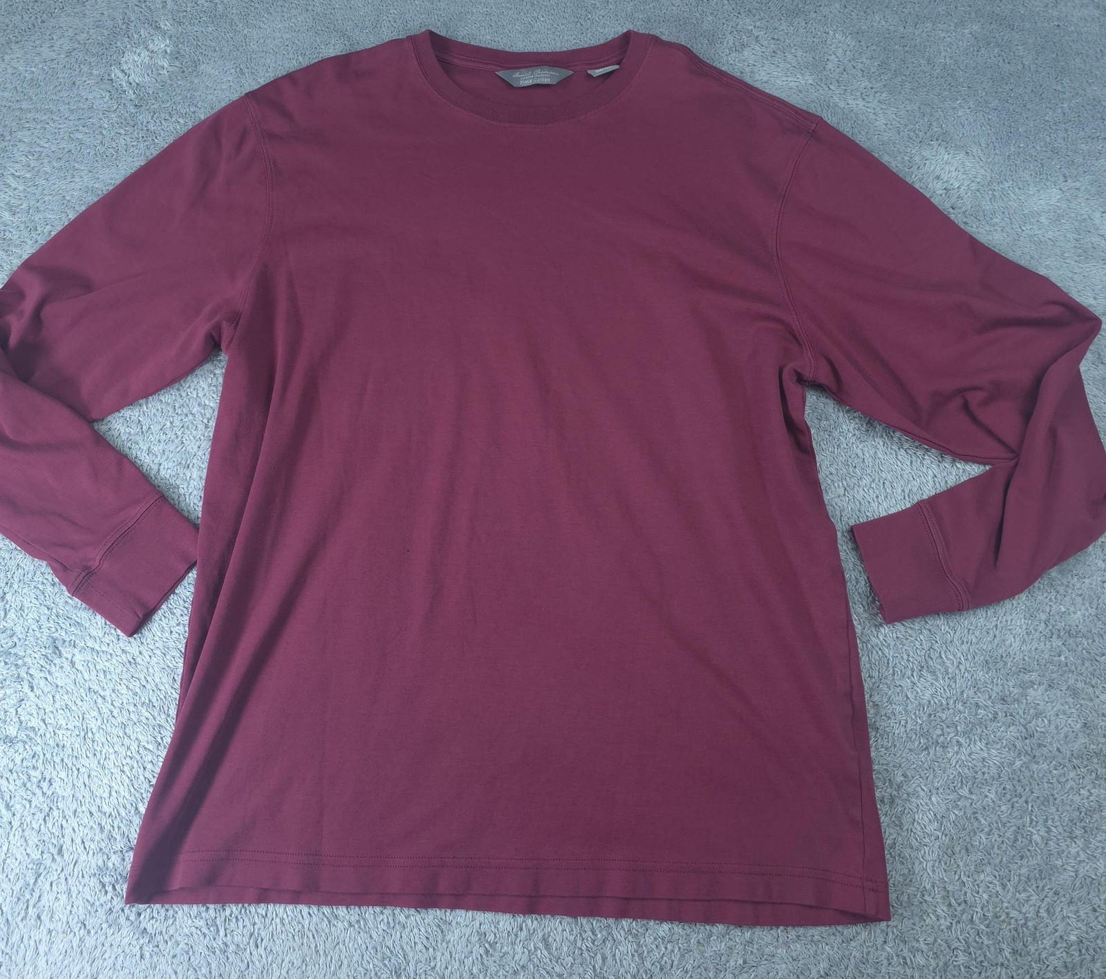 Daniel Cremieux Shirt Mens Large Red Pima Cotton Long Sleeve Crewneck Tee Casual