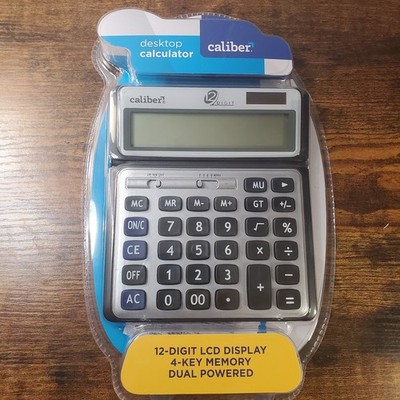 Caliber 12 Digit Desktop Calculator with Large LCD 4 Key Memory Dual Power NEW