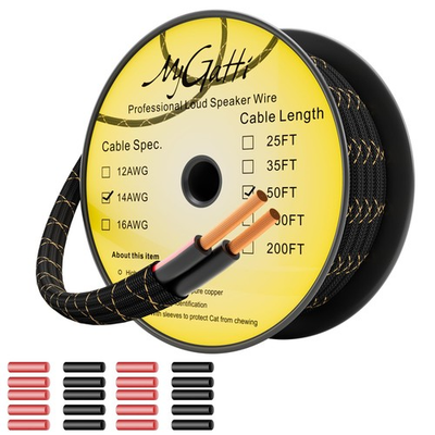 #ad 14 2 Speaker Wire 50 Feet 14AWG Gauge Speaker Cable Direct Burial Durable ... $50.77