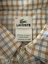 Lacoste Mens Multicolor Plaid Button Down Long Sleeve Shirt w Logo  Pockets