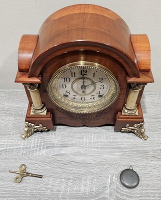 !WORKING RESTORED! RARE 1904 ANTIQUE SETH THOMAS TYNE 8 DAY MANTEL CLOCK