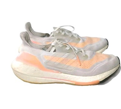 adidas UltraBoost 21 Shoes Women's Sz 8 White Acid Orange AS IS 