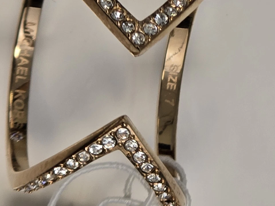 Michael Kors Brilliance Gold Plated Pavé Open Arrow Ring Size 8 New - Image 4 of 4