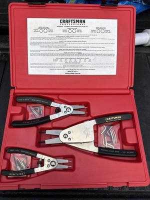 Sears Craftsman Professional USA Nos 3pc Snap Ring Retaining Plier Kit 30359