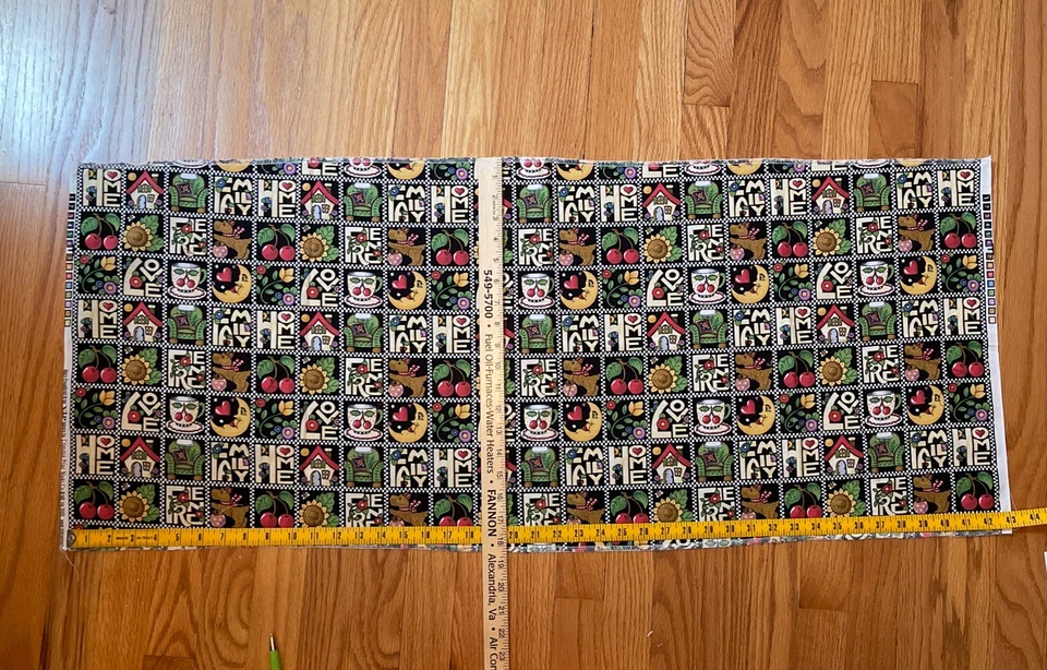 Mary Engelbreit Vtg 2000 Home Love Friends Family Cotton Fabric  17.5x 42 - Image 3 of 4