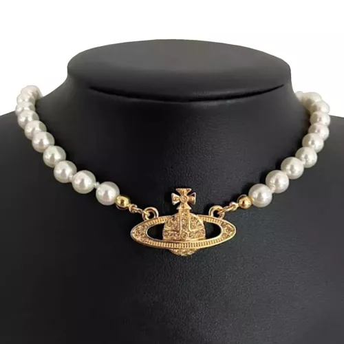 Authentic Vivienne Westwood Gold White Pearl Necklace Choker Chain With Bag AU - Picture 1 of 3