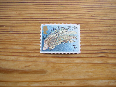 Postfrisch 17p Briefmarke Dr. Edmond Halley als Komet Auftritt von Halleys Ralph Steadman GB
