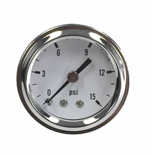 RPC Fuel Pressure Gauge Holley Carburetor Carb 1 1/2" 0-15 psi CHROME WHITE A65
