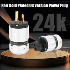 2PCS Gold Plated US Power Plug  IEC C15 Connector for HiFi Audio Power Cable